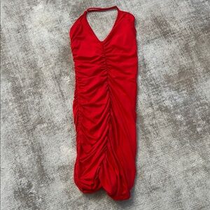 Miss Behave Girls 12 Red Ruched Halter Dress
